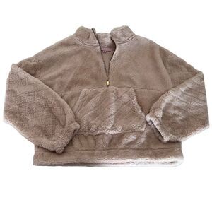 Crave Fame Beige Half Zip Pull Over Comfy Sweater- XL
